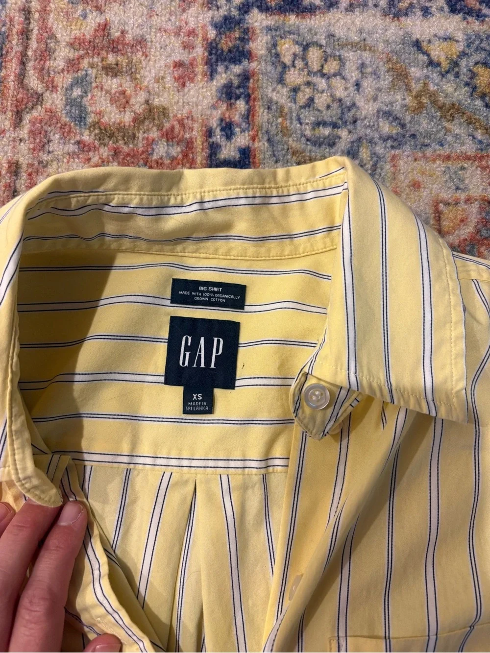 GAP Yellow Striped big shirt and poplin shorts set
